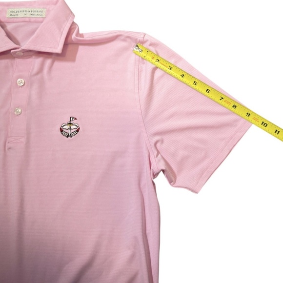 Holderness & Bourne Pink Striped Short Sleeve Golf Polo Shirt Men's Size M - Picture 5 of 8